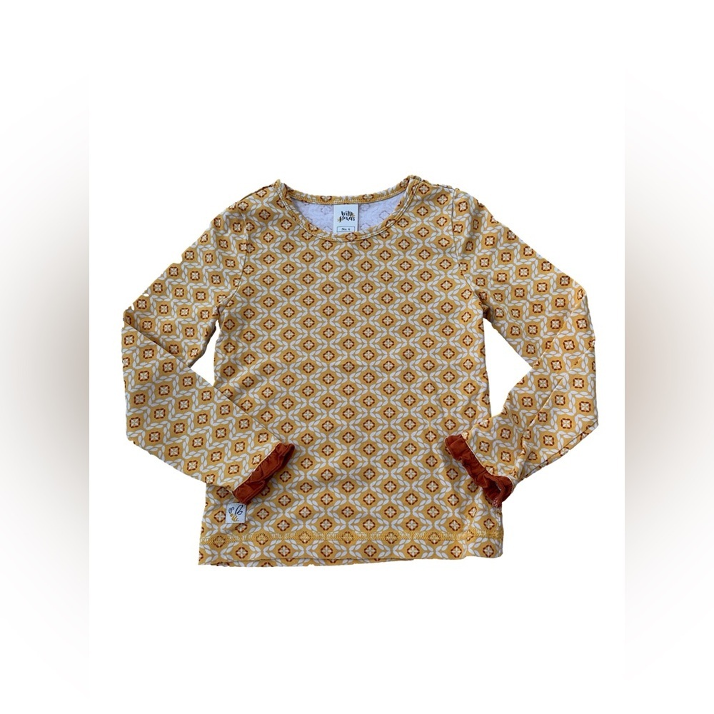 Wildflowers Size 6 Yellow Geometric Print Long Sleeve Shirt